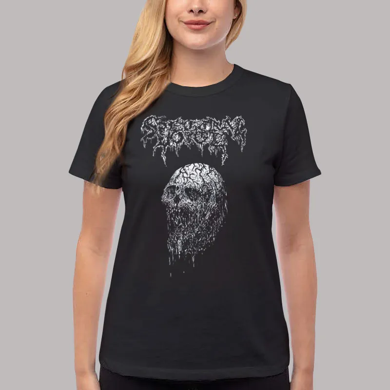 Women T Shirt Black Retro Vintage Skull Spectral Voice Shirt