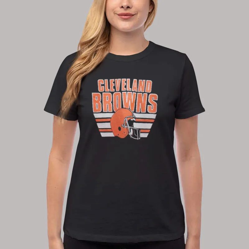 Women T Shirt Black Vintage 80s Cleveland Browns Crewneck Sweatshirt