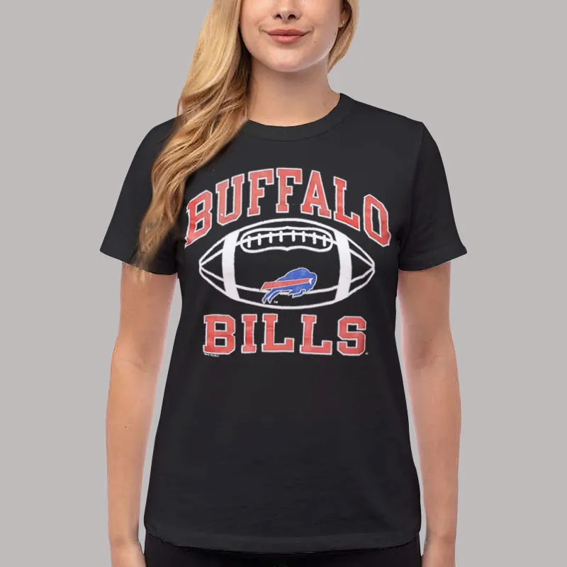 Women T Shirt Black Vintage 90s Buffalo Bills Crewneck Sweatshirt