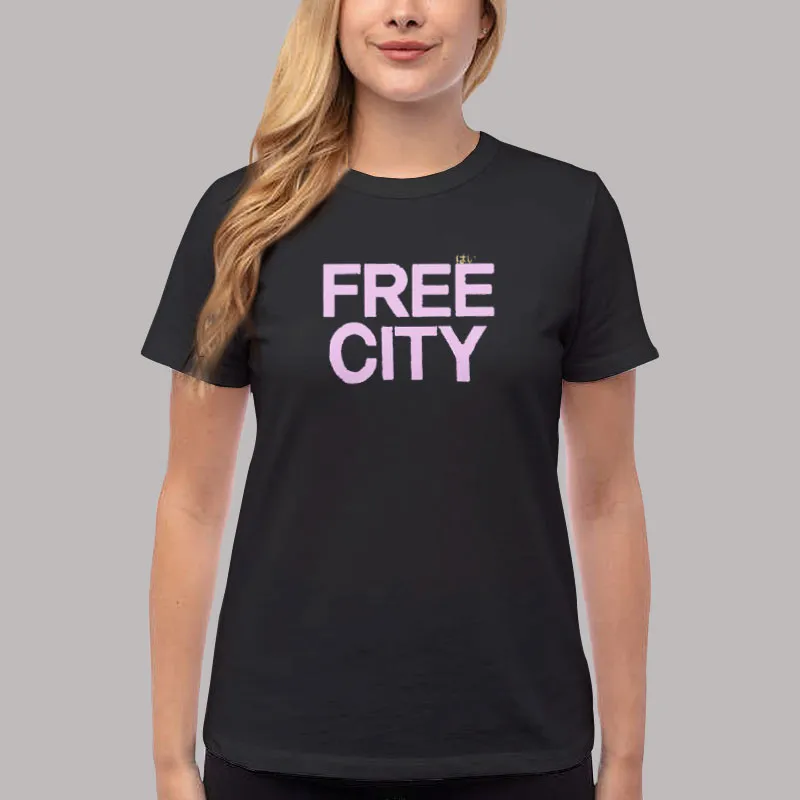 Women T Shirt Black Vintage Japanese Free City Sweatshirt