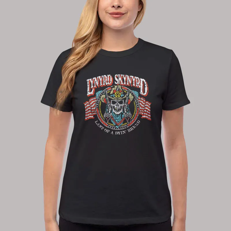 Women T Shirt Black Vintage Lynyrd Skynyrd Gun Skull T Shirt, Sweatshirt And Hoodie