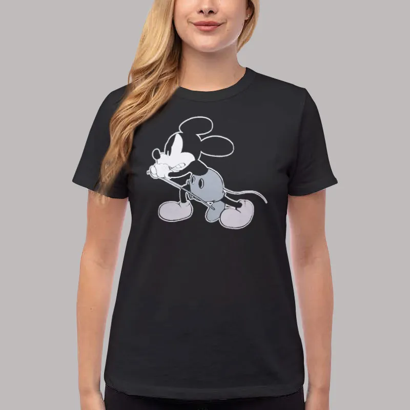 Women T Shirt Black Vintage Number Nine Mickey Mouse Hoodie