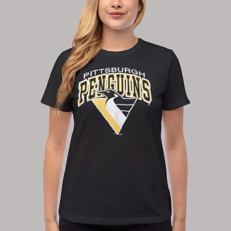 Women T Shirt Black Vintage Pittsburgh Penguins Sweatshirt