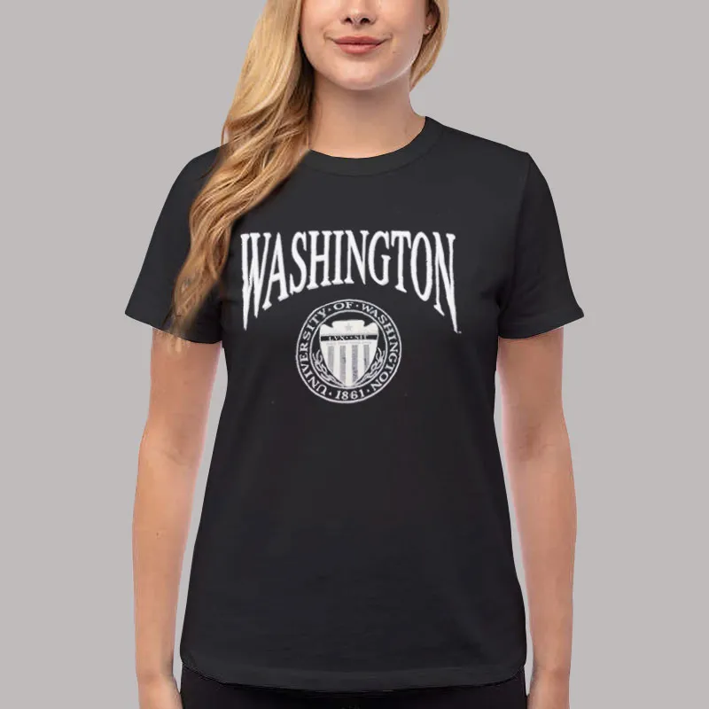 Women T Shirt Black Vintage University of Washington Sweatshirt