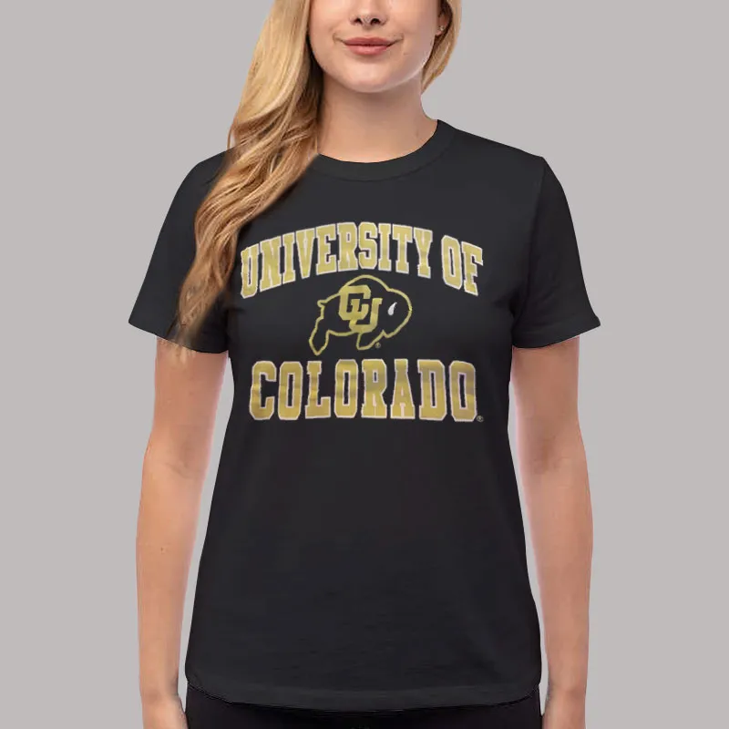 Women T Shirt Black Vintage College University Of Colorado T Shirt
