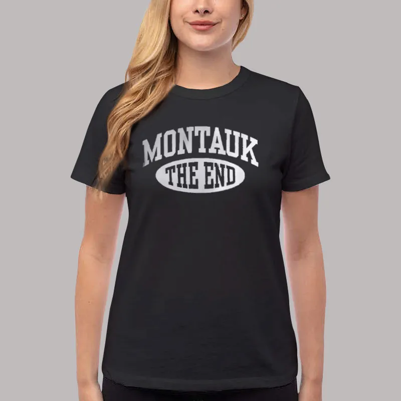 Women T Shirt Black Vintage the End Montauk Sweatshirt