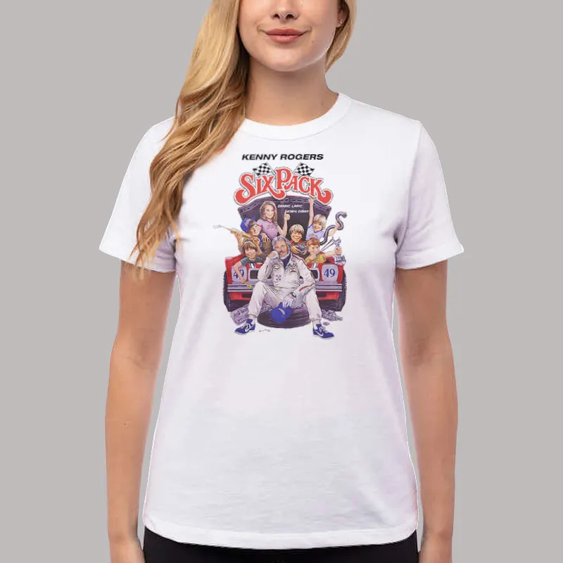 Women T Shirt White Brewster Baker Six Pack Movie Kenny Rogers Race Car T Shirt, Sweatshirt And Hoodie