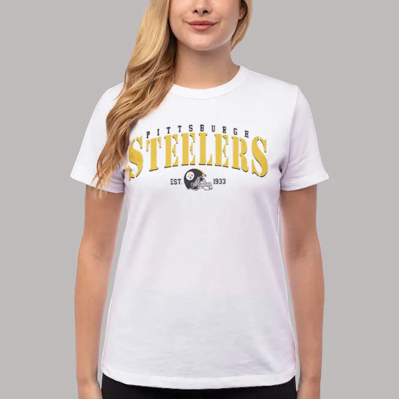 Women T Shirt White Pittsburgh Est 1933 Vintage Steelers Sweatshirt