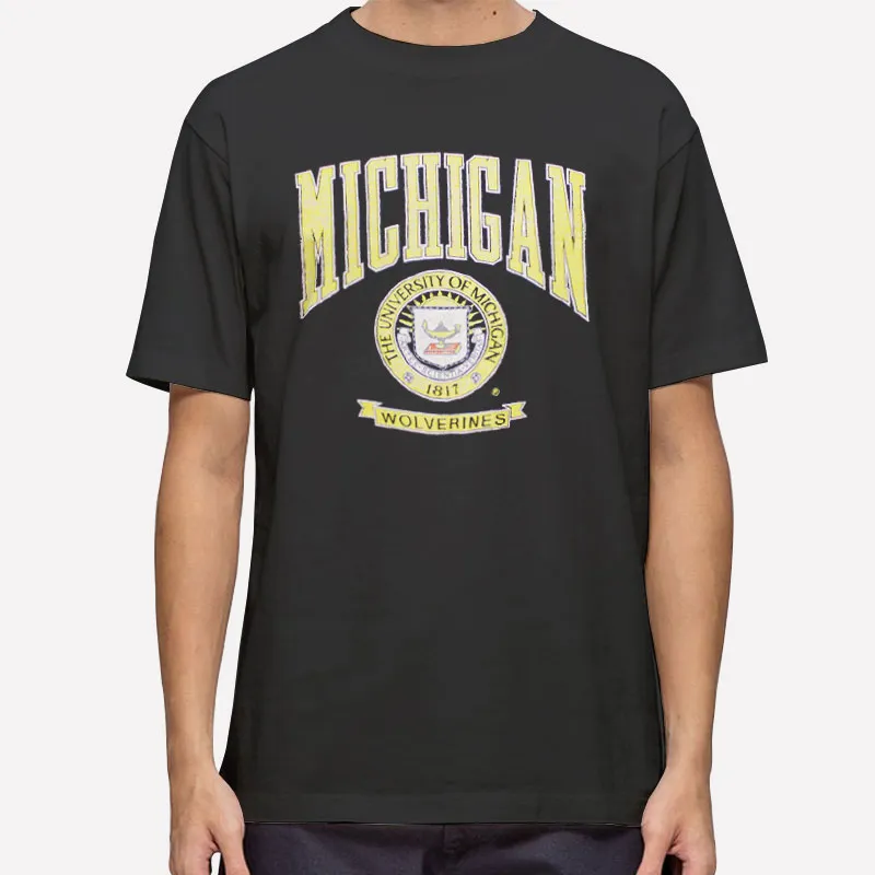 Mens T Shirt Black The Wolverines Vintage University Of Michigan Sweatshirt