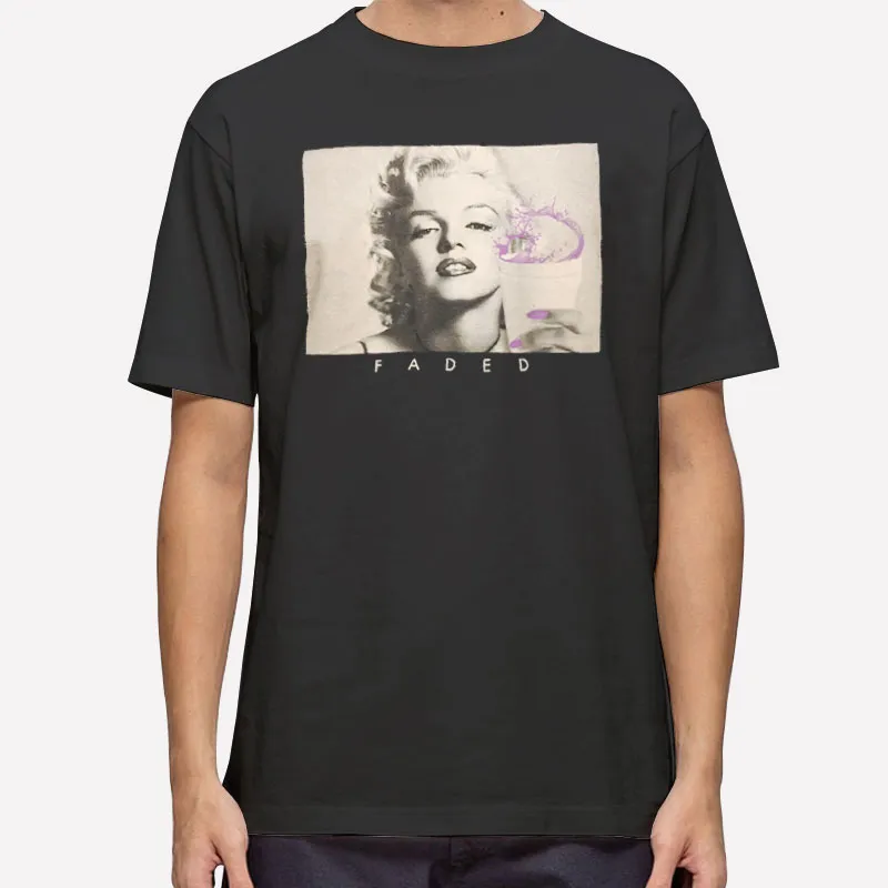 Mens T Shirt Black Vintage Marilyn Monroe Faded Hoodie