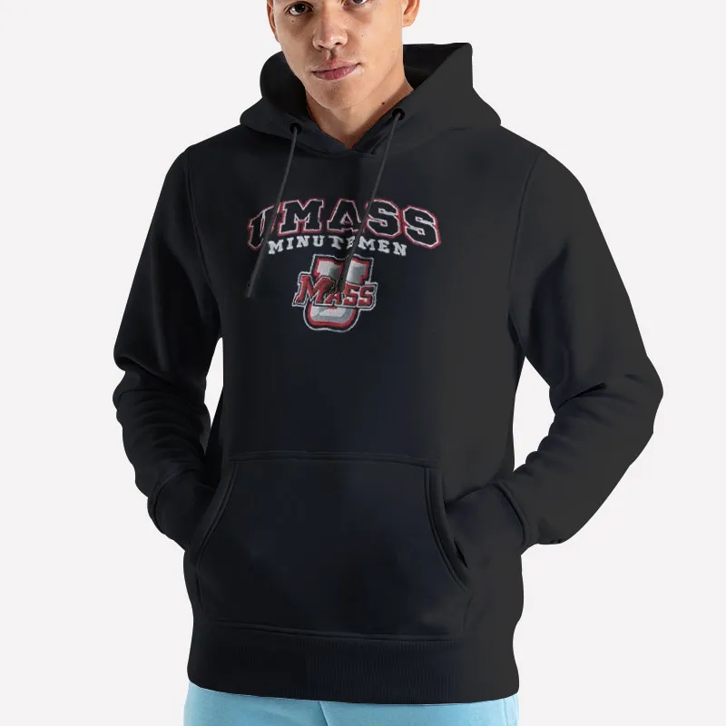 Unisex Hoodie Black University Of Massachusetts Minuteman Umass Sweatshirt