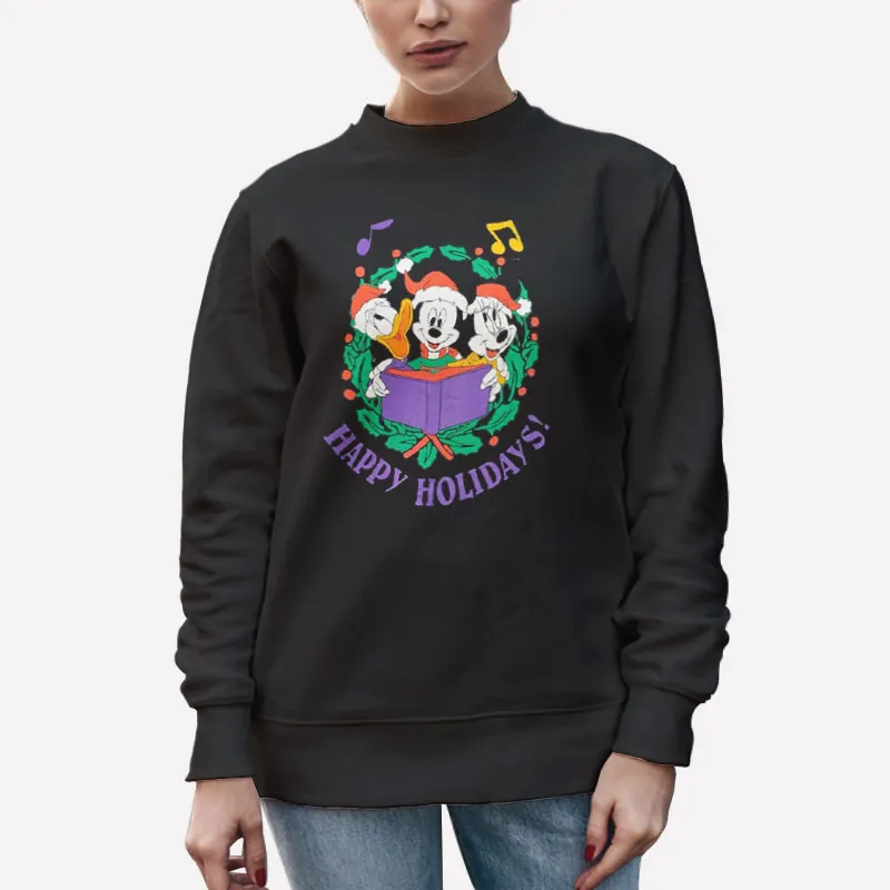 Unisex Sweatshirt Black Vintage Holidays Mickey Christmas Shirt