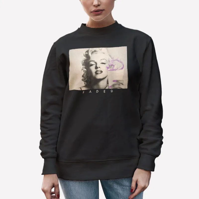 Unisex Sweatshirt Black Vintage Marilyn Monroe Faded Hoodie