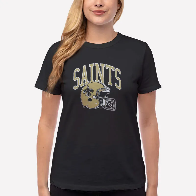 Women T Shirt Black Rising Helmet New Orleans Saints Sweatshirt