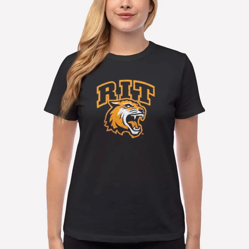 Women T Shirt Black Rochester Institute Of Technology Freshman Rit Tigers Sweatshirt