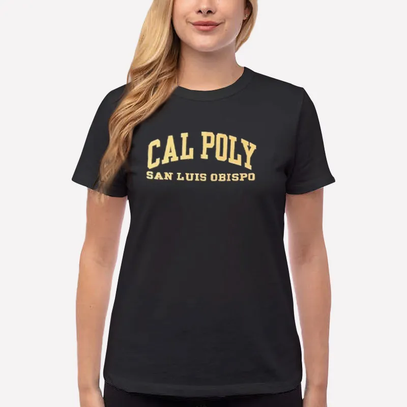 Women T Shirt Black San Luis Obispo Spellout Cal Poly Sweatshirt