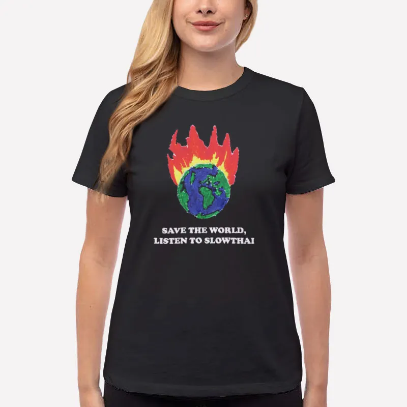 Women T Shirt Black Save The World Listen To Slowthai Hoodie