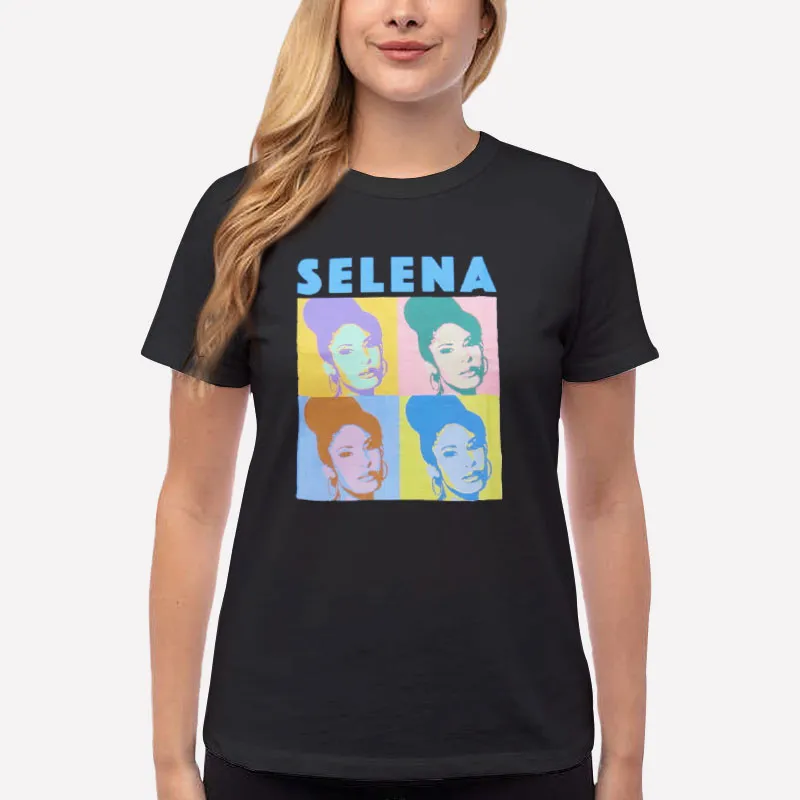 Women T Shirt Black The Pop Art Colorful Vintage Selena Quintanilla Shirt