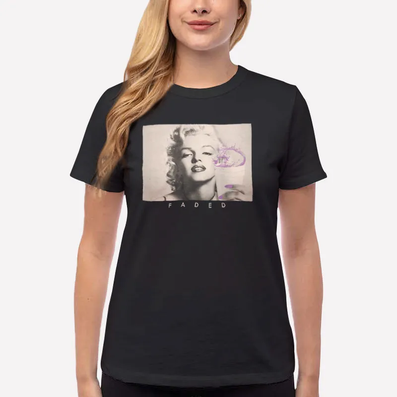 Women T Shirt Black Vintage Marilyn Monroe Faded Hoodie