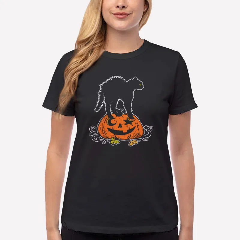 Halloween Pumpkin Black Cat Halloween T Shirt