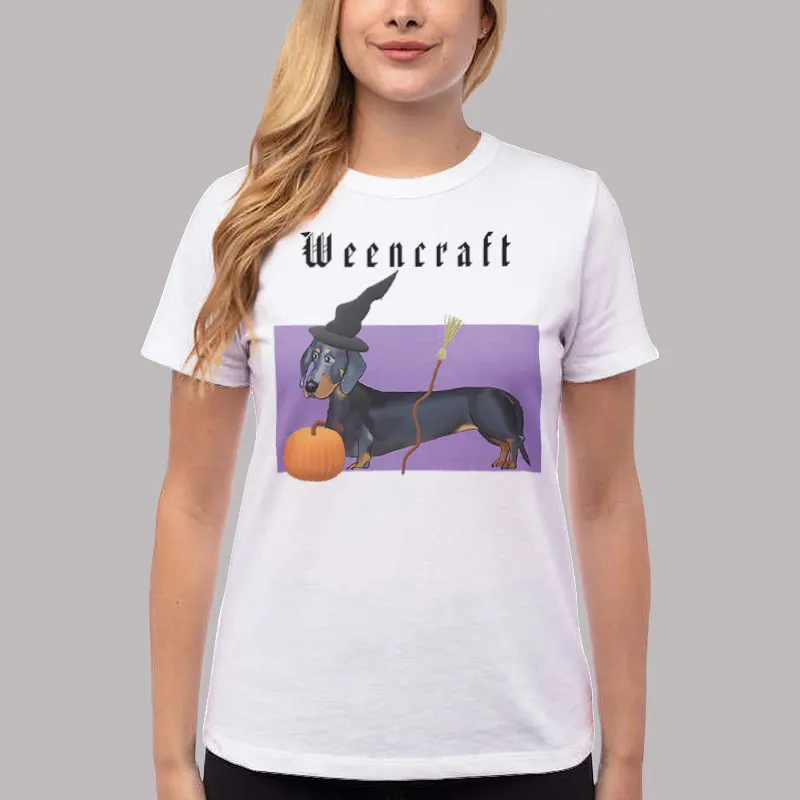 Halloween Weencraft Dachshund Witch Funny T Shirt