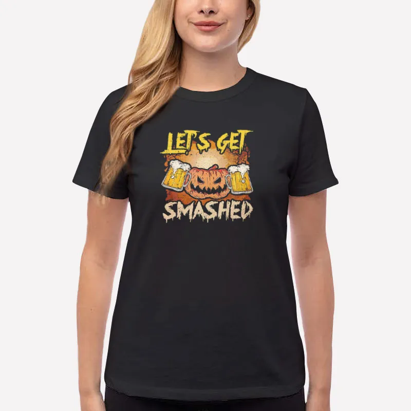 Let's Get Smashed Funny Pumpkin Beer Halloween Cos T Shirt