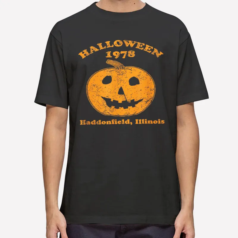 Mens T Shirt Black 1978 Spooky Myers Pumpkin Haddonfield Halloween T Shirt