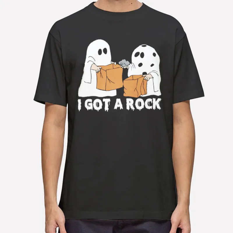 Mens T Shirt Black Funny Ghost Halloween Costume I Got A Rock Scary G T Shirt