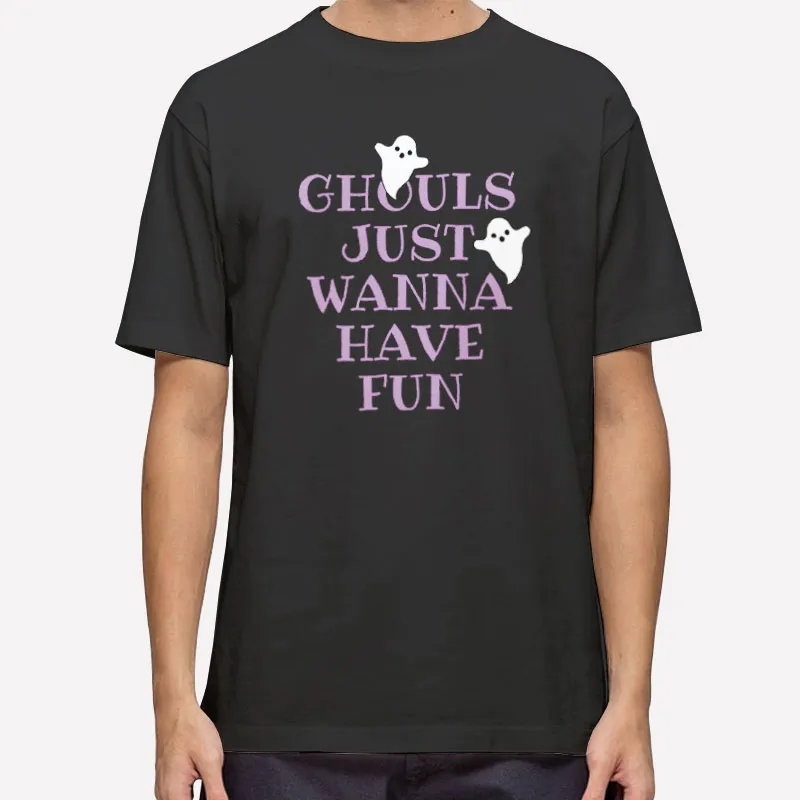 Mens T Shirt Black Ghouls Just Wanna Have Fun Purple Halloween T Shirt