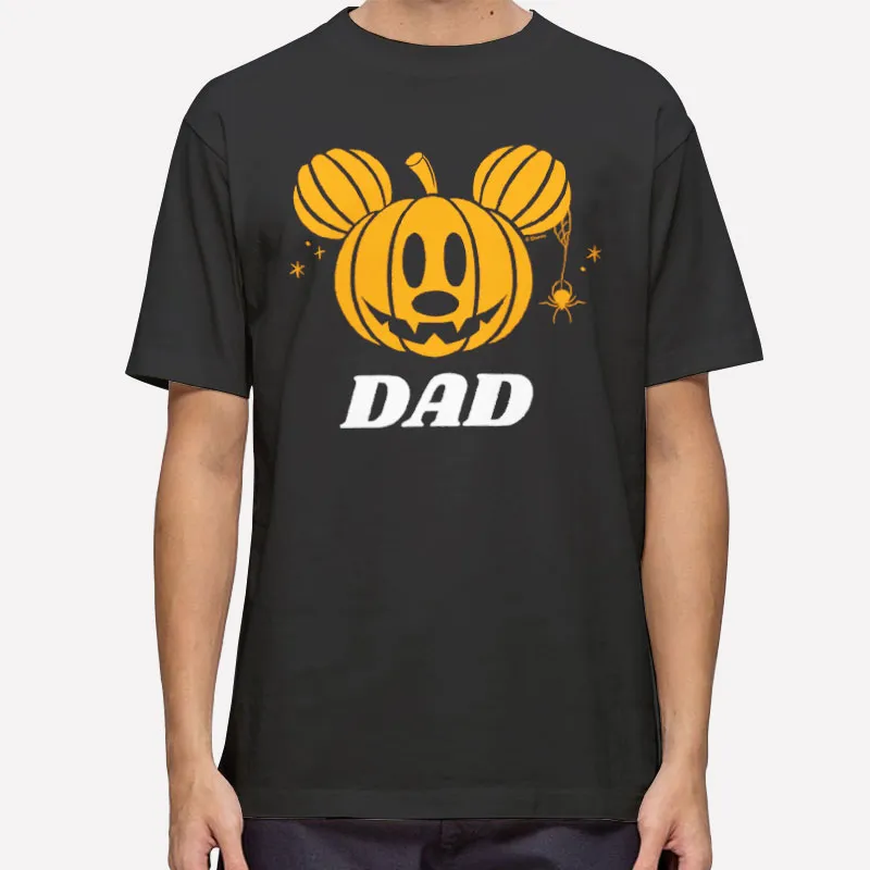 Mens T Shirt Black Halloween Mickey Jack O' Lantern Dad T Shirt
