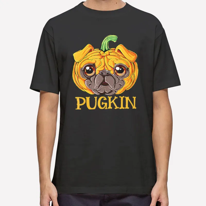 Mens T Shirt Black Halloween Pugkin Pug Pumpkin T Shirt