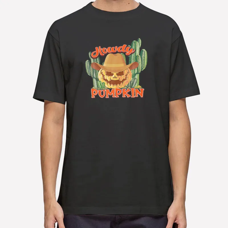 Mens T Shirt Black Howdy Pumpkin Rodeo Western Country Fall Southern T Shirt