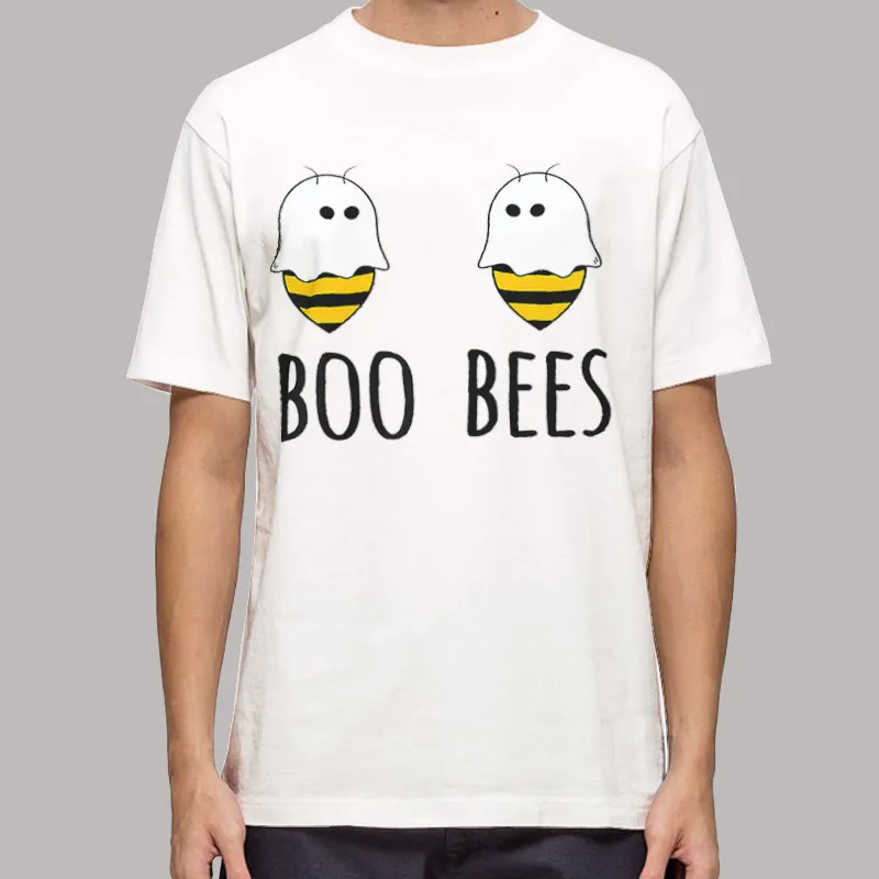 Mens T Shirt White Boo Bees Halloween For Women Funny Bees T Shirt