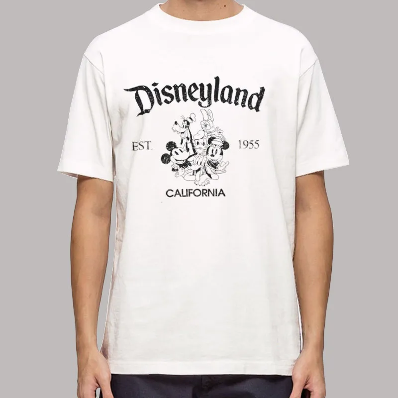 Mens T Shirt White Vintage Disneyland Est 1955 Retro T Shirt