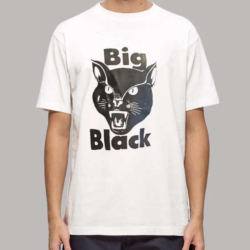 Mens T Shirt White Vintage Inspired Big Black Shirt