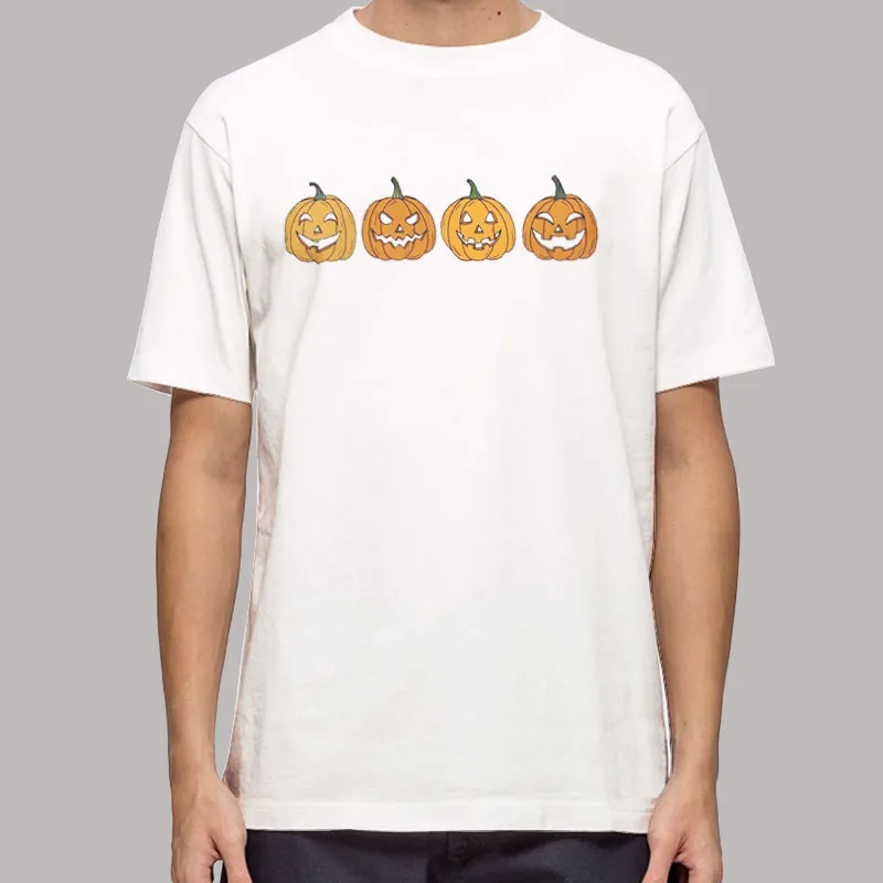 Mens T Shirt White Vintage Smile Pumpkin Sweatshirt