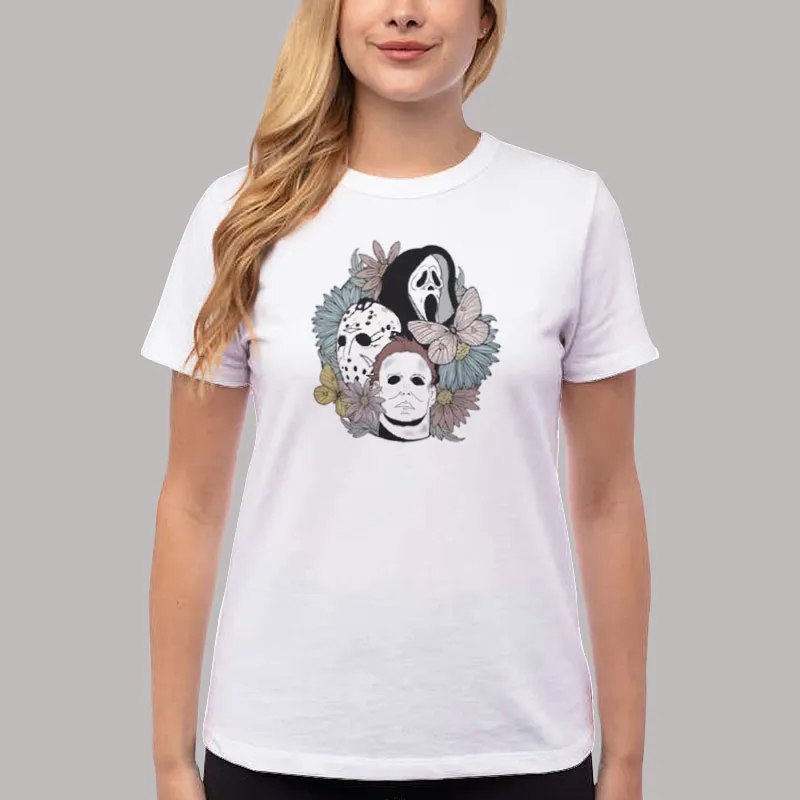 Scream, Jason, Michael Myers, Horror Movie Floral Shirt
