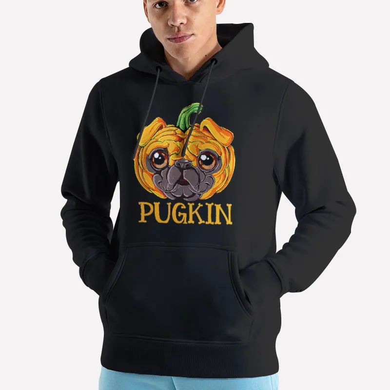 Unisex Hoodie Black Halloween Pugkin Pug Pumpkin T Shirt