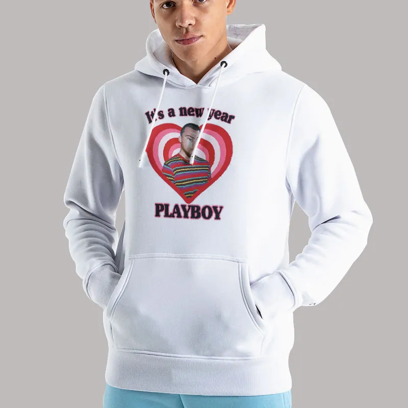 Unisex Hoodie White It's A New Year Playboy Shirt