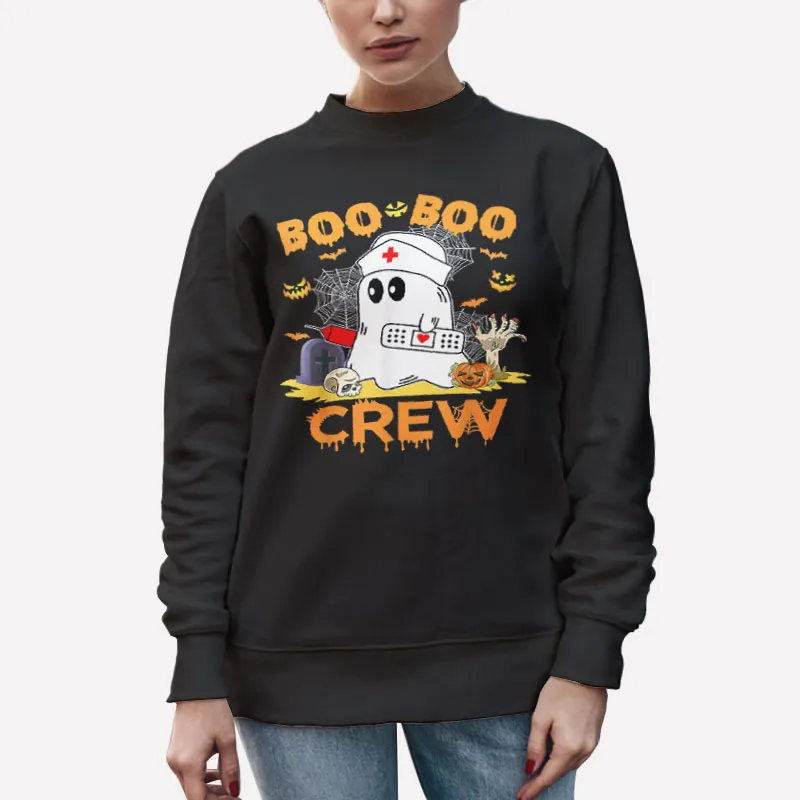 Unisex Sweatshirt Black Boo Boo Crew Nurse Funny Ghost Women Halloween Nu T Shirt