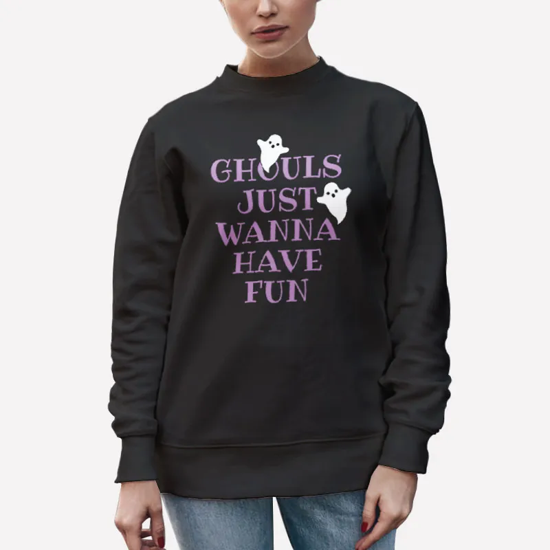 Unisex Sweatshirt Black Ghouls Just Wanna Have Fun Purple Halloween T Shirt