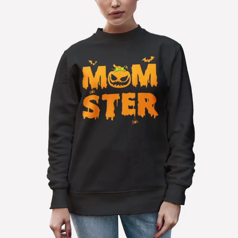 Unisex Sweatshirt Black Halloween Momster Shirt Women Halloween Mom Costum