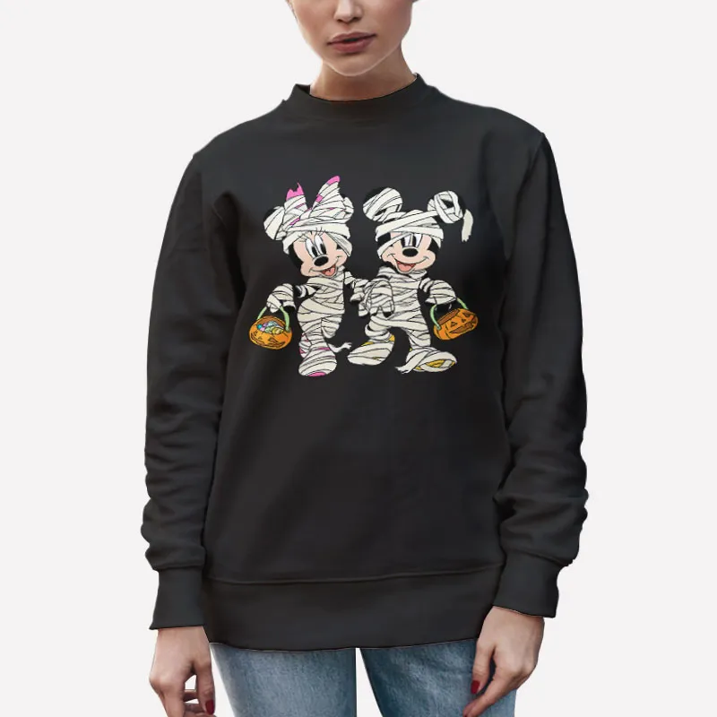 Unisex Sweatshirt Black Halloween Mummy Mickey & Minnie T Shirt