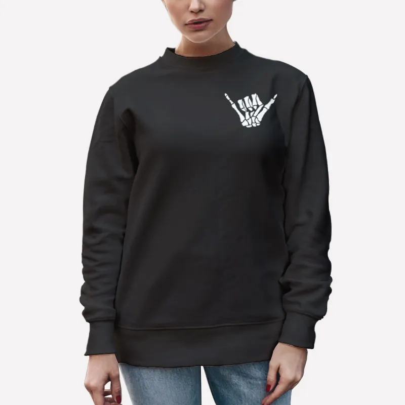 Unisex Sweatshirt Black Hang Loose Skeleton Hand Sweatshirt