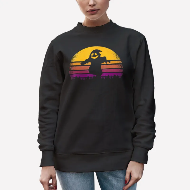 Unisex Sweatshirt Black Happy Halloween Vintage Ghost Retro Boo Scary Suns T Shirt