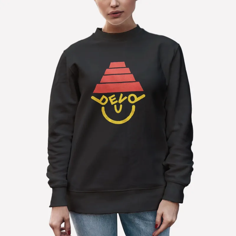 Unisex Sweatshirt Black Smiley Devo Shirt