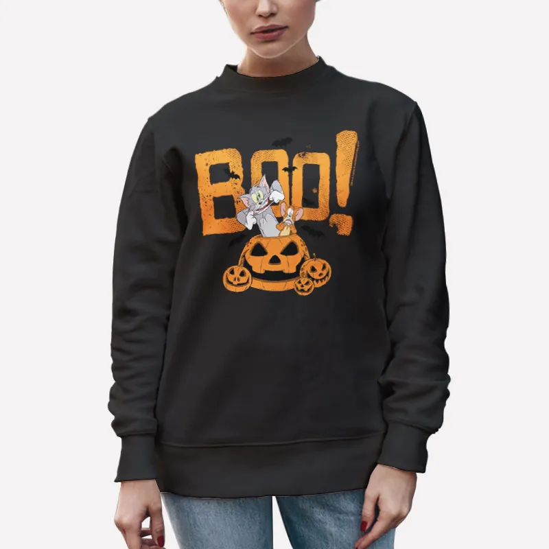 Unisex Sweatshirt Black Tom & Jerry Happy Halloween Boo T Shirt