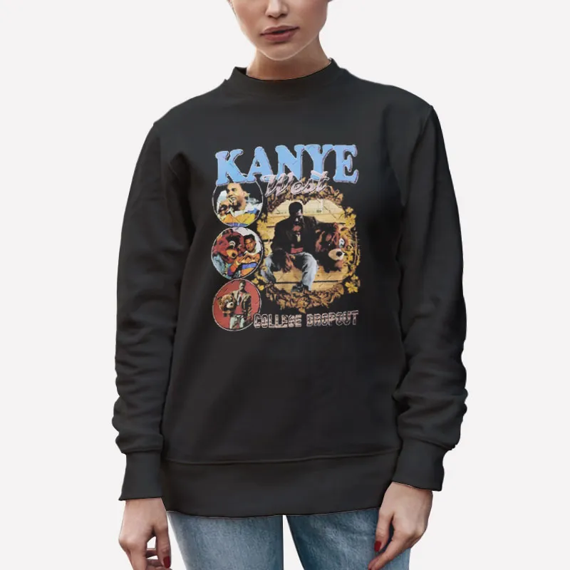 Unisex Sweatshirt Black Vintage Kanye West College Dropout Tee
