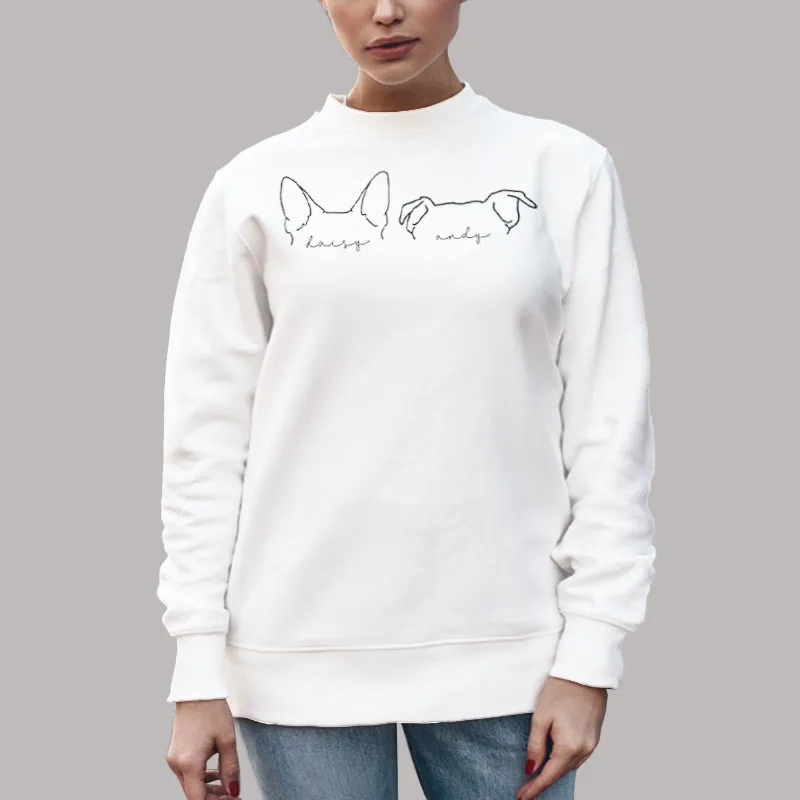Unisex Sweatshirt White Funny Custom Dog Ears Sweatshirt