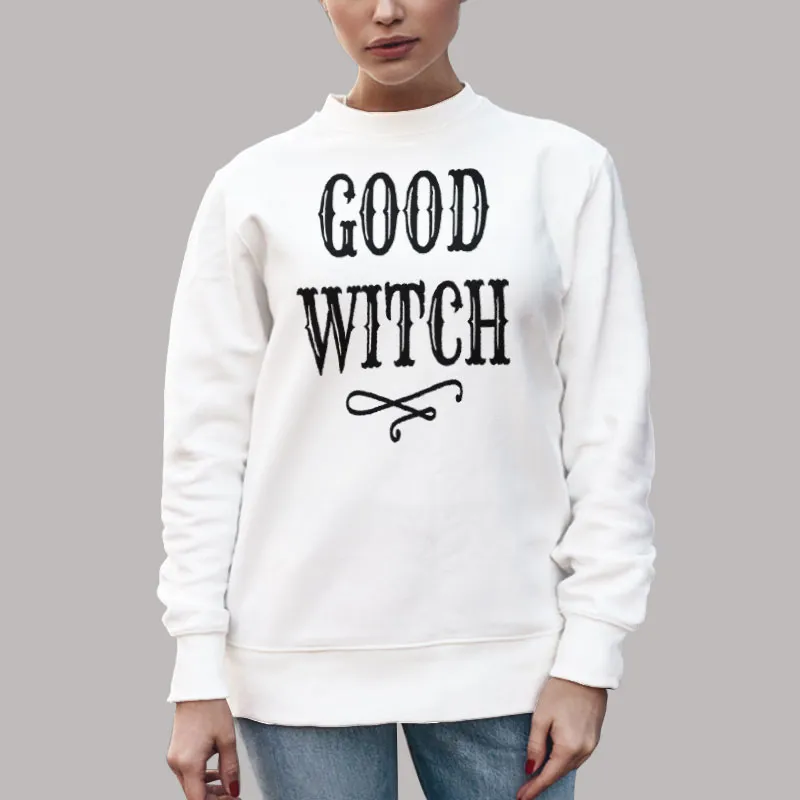 Unisex Sweatshirt White Good Witch Black And White Womens Halloween T Shirt